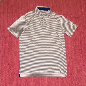 Greyson Turnbury Black and White Striped Polo Golf Shirt